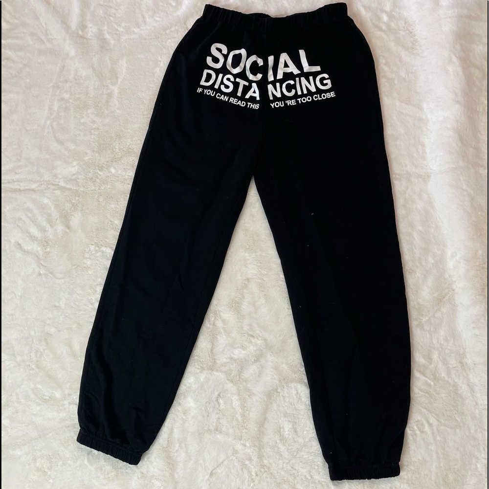 SHEIN black jogger with white letters Sz S ⭐️